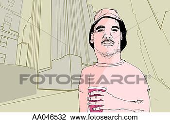 Clip Art - man carrying a 
beverage. fotosearch 
- search clipart, 
illustration, 
drawings and vector 
eps graphics images