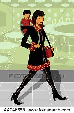 Stock Illustration - mother carrying 
son in baby carrier. 
fotosearch - search 
clipart, illustration, 
drawings and vector 
eps graphics images