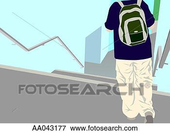 Stock Illustration - rear view of boy 
with back pack. 
fotosearch - search 
clipart, illustration, 
drawings and vector 
eps graphics images