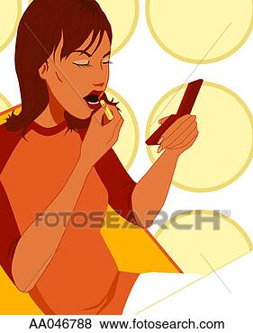 Stock Illustration - woman applying 
lipstick. fotosearch 
- search clipart, 
illustration, 
drawings and vector 
eps graphics images