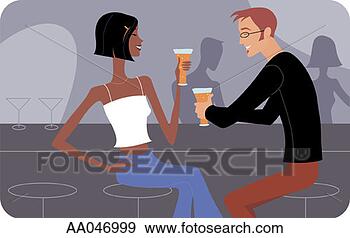 Stock Illustration - young woman and 
young man drinking 
beer at bar. fotosearch 
- search clipart, 
illustration, 
drawings and vector 
eps graphics images
