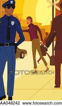 Clip Art - police officer 
patroling city 
sidewalk. fotosearch 
- search clipart, 
illustration, 
drawings and vector 
eps graphics images