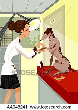 Clipart - v�t�rinaire,  
tends,  chien, 
 bless�,  patte. 
fotosearch - recherchez 
des cliparts, 
des illustrations, 
des dessins et 
des images vectoris�es 
au format eps