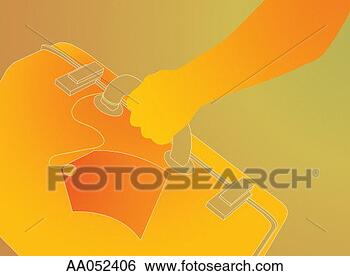 Stock Illustration - person carrying 
suitcase, close-up 
of hand, elevated 
view. fotosearch 
- search clipart, 
illustration, 
drawings and vector 
eps graphics images