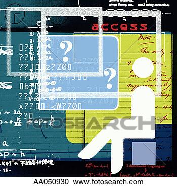 Stock Illustration - figure sitting 
amid data and 
equations. fotosearch 
- search clipart, 
illustration, 
drawings and vector 
eps graphics images