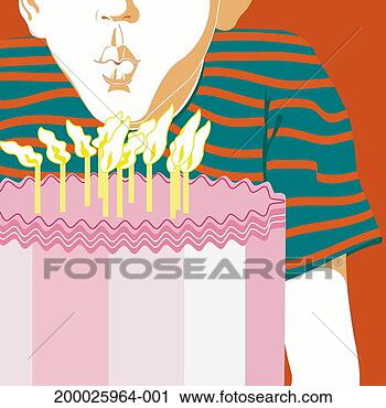 Clipart - boy blowing out