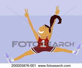 Clipart - teenage girl in 
basketball uniform 
jumping with arms 
raised. fotosearch 
- search clipart, 
illustration, 
drawings and vector 
eps graphics images