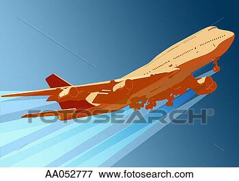 Stock Illustration - airplane flying 
through sky. fotosearch 
- search clipart, 
illustration, 
drawings and vector 
eps graphics images