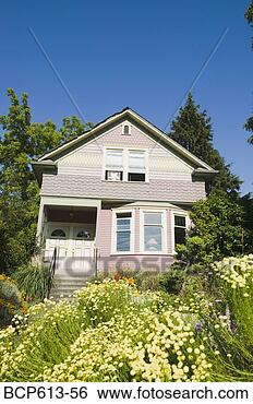 Stock Photo - front of duplex 
with trees and 
gardens. fotosearch 
- search stock 
photos, pictures, 
images, and photo 
clipart