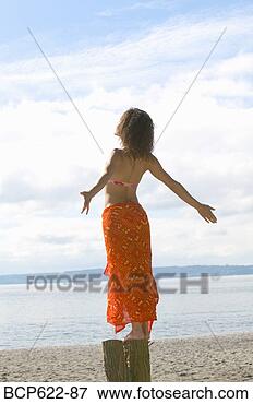 Picture - woman basking 
in sun on beach. 
fotosearch - search 
stock photos, 
pictures, images, 
and photo clipart