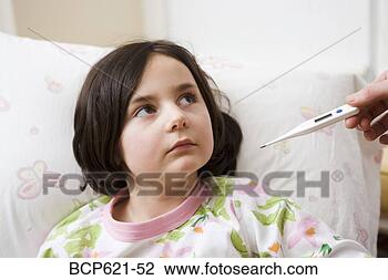 Stock Photo - young girl having 
temperature taken. 
fotosearch - search 
stock photos, 
pictures, images, 
and photo clipart