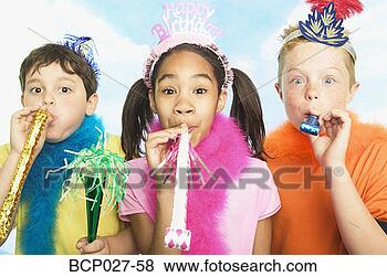 Stock Photo - boys and girl 
in party hats. 
fotosearch - search 
stock photos, 
pictures, images, 
and photo clipart