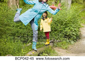 Stock Image - daughter laughing 
at mom balancing 
on log. fotosearch 
- search stock 
photos, pictures, 
images, and photo 
clipart