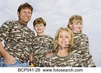 Stock Photo - portrait of family 
in camouflage 
shirts. fotosearch 
- search stock 
photos, pictures, 
images, and photo 
clipart