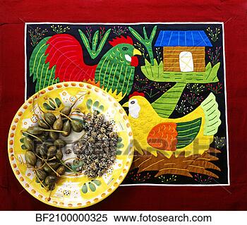 Stock Image - an artistic picture 
of a hen and cock 
along with fruit 
dish. fotosearch 
- search stock 
photos, pictures, 
images, and photo 
clipart