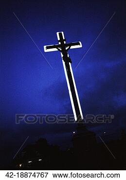 Picture - lighted cross 
at night. fotosearch 
- search stock 
photos, pictures, 
images, and photo 
clipart