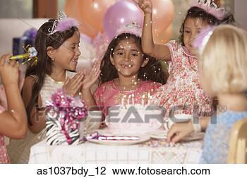 Stock Photo - girls at birthday 
party. fotosearch 
- search stock 
photos, pictures, 
images, and photo 
clipart