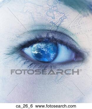 Stock Photo - close-up of a 
young woman's 
eye shaded like 
a globe with skin. 
fotosearch - search 
stock photos, 
pictures, images, 
and photo clipart