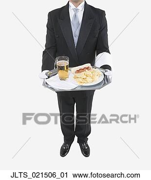 Stock Photography - butler holding 
silver tray with 
lunch,  terra 
linda,  california. 
fotosearch - search 
stock photos, 
pictures, images, 
and photo clipart