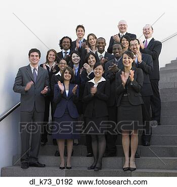 Stock Photo - group of businesspeople 
standing on outdoor 
stairs clapping, 
 perth. fotosearch 
- search stock 
photos, pictures, 
images, and photo 
clipart