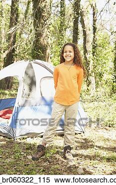 Stock Image - african american 
girl camping. 
fotosearch - search 
stock photos, 
pictures, images, 
and photo clipart