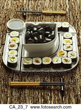 Picture - close up of plate 
of sushi. fotosearch 
- search stock 
photos, pictures, 
images, and photo 
clipart