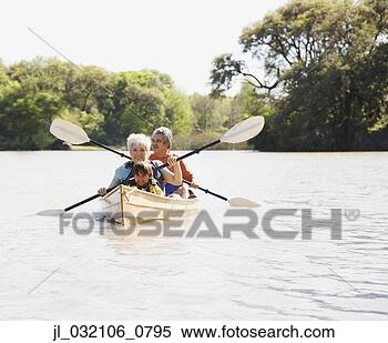 Stock Image - family rowing 
in canoe. fotosearch 
- search stock 
photos, pictures, 
images, and photo 
clipart