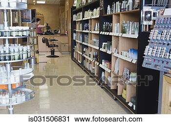 Stock Photography - shelves of product 
in beauty salon. 
fotosearch - search 
stock photos, 
pictures, images, 
and photo clipart