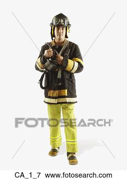 Picture - studio shot of 
male fire fighter. 
fotosearch - search 
stock photos, 
pictures, images, 
and photo clipart