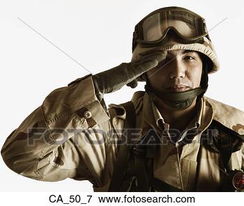 Picture - studio shot of 
male soldier saluting. 
fotosearch - search 
stock photos, 
pictures, images, 
and photo clipart