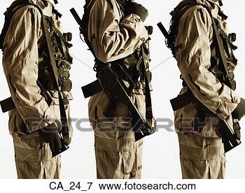 Picture - studio shot of 
three soldiers. 
fotosearch - search 
stock photos, 
pictures, images, 
and photo clipart