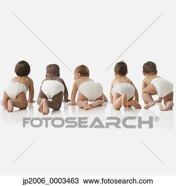 Stock Photo - rear view studio 
shot of babies 
crawling. fotosearch 
- search stock 
photos, pictures, 
images, and photo 
clipart