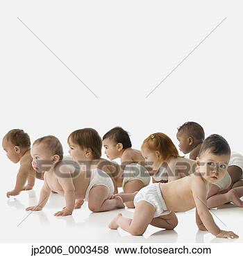 Stock Photo - studio shot of 
babies crawling. 
fotosearch - search 
stock photos, 
pictures, images, 
and photo clipart