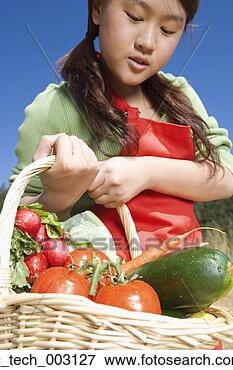 Picture - asian woman carrying 
basket of fresh 
vegetables. fotosearch 
- search stock 
photos, pictures, 
images, and photo 
clipart