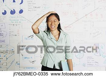 Stock Image - frustrated asian 
businesswoman 
in front of whiteboard. 
fotosearch - search 
stock photos, 
pictures, images, 
and photo clipart