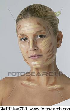 Stock Photo - hispanic woman 
with makeup painted 
on face. fotosearch 
- search stock 
photos, pictures, 
images, and photo 
clipart