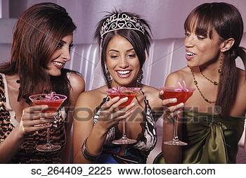Stock Image - multi-ethnic women 
drinking at bachelorette 
party. fotosearch 
- search stock 
photos, pictures, 
images, and photo 
clipart