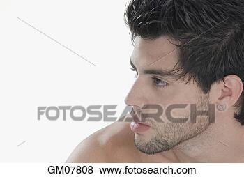 Stock Photo - profile of hispanic 
man with bare 
shoulders. fotosearch 
- search stock 
photos, pictures, 
images, and photo 
clipart