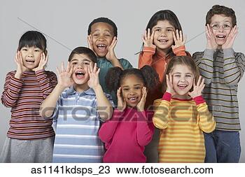 Stock Photo - multi-ethnic children 
yelling. fotosearch 
- search stock 
photos, pictures, 
images, and photo 
clipart