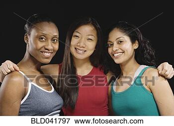 Picture - group of multi-ethnic 
female athletes. 
fotosearch - search 
stock photos, 
pictures, images, 
and photo clipart