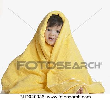 Stock Photo - studio shot of 
hispanic baby 
wrapped in towel. 
fotosearch - search 
stock photos, 
pictures, images, 
and photo clipart