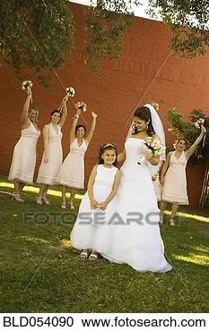 Stock Photography - hispanic bride 
and bridesmaids 
holding bouquets. 
fotosearch - search 
stock photos, 
pictures, images, 
and photo clipart