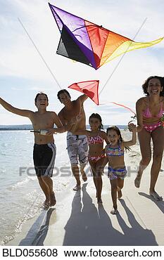 Stock Photo - hispanic family 
flying kite at 
beach. fotosearch 
- search stock 
photos, pictures, 
images, and photo 
clipart