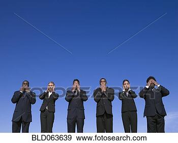 Stock Photograph - business people 
outdoors motioning 
hear no evil, 
 see no evil, 
 speak. fotosearch 
- search stock 
photos, pictures, 
images, and photo 
clipart