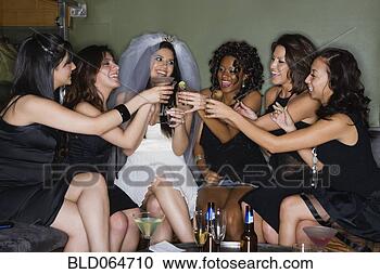 Stock Photography - friends drinking 
cocktails with 
bride in nightclub. 
fotosearch - search 
stock photos, 
pictures, images, 
and photo clipart
