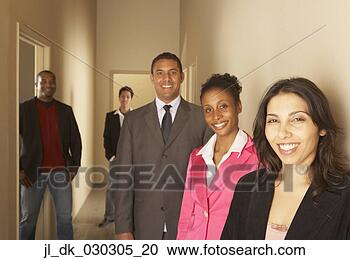 Stock Photography - portrait of five 
business executives 
standing and smiling. 
fotosearch - search 
stock photos, 
pictures, images, 
and photo clipart