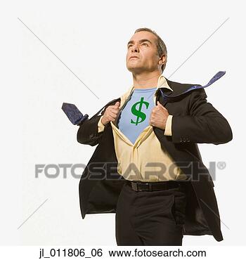 Stock Photo - businessman pulling 
back his shirt 
to reveal a dollar-sign 
superhero. fotosearch 
- search stock 
photos, pictures, 
images, and photo 
clipart