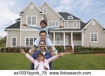 Stock Image - family in front 
of house. fotosearch 
- search stock 
photos, pictures, 
images, and photo 
clipart