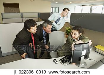 Stock Photograph - businesswoman 
covering monitor 
screen from co-workers. 
fotosearch - search 
stock photos, 
pictures, images, 
and photo clipart