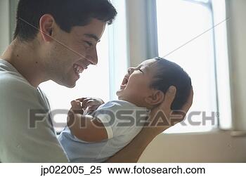 Banco de Imagem - lado,  perfil, 
 pai,  tocando, 
 seu. fotosearch 
- busca de fotos, 
imagens e clipart